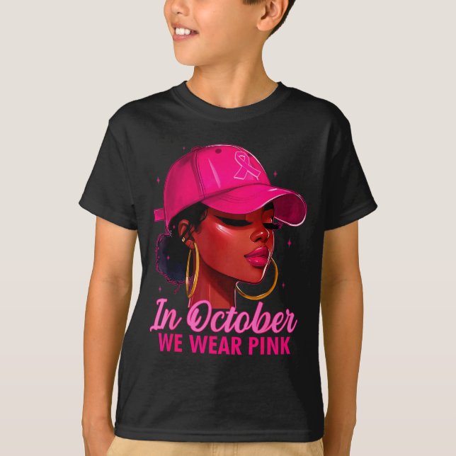 Camiseta In October We Wear Nk Black Women Breast Cancer Aw (Frente)