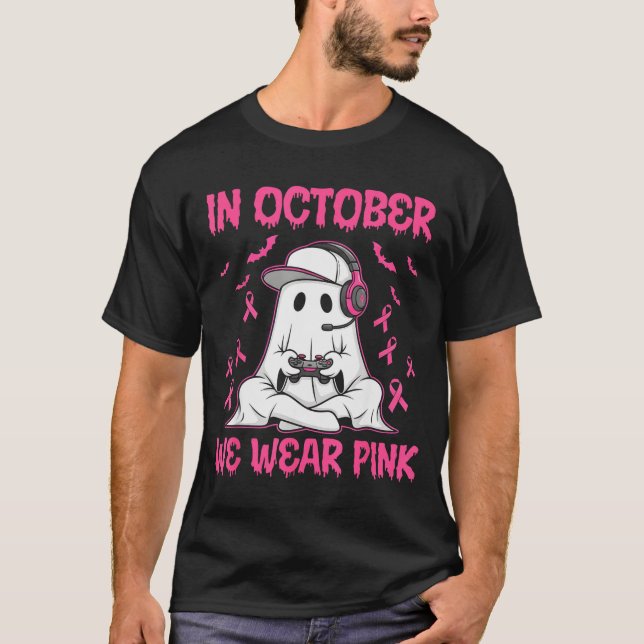 Camiseta In October We Wear Nk Breast Cancer Gaming Ghost Y (Frente)