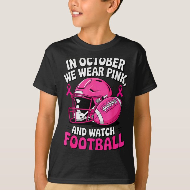 Camiseta In October We Wear Nk Breast Football Cancer Aware (Frente)
