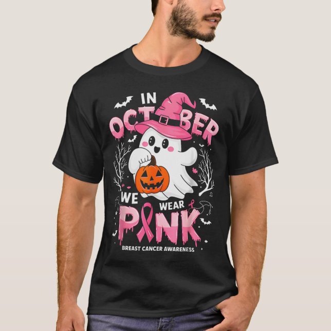 Camiseta In October We Wear Nk Funny Halloween Ghost Breast (Frente)