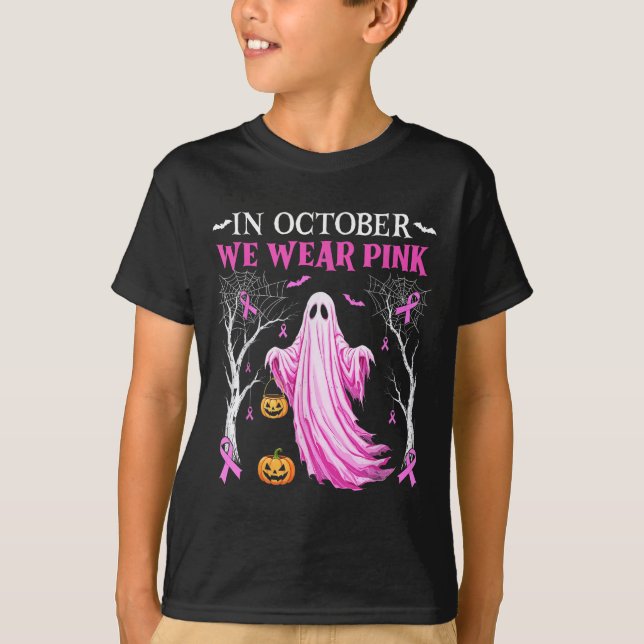 Camiseta In October We Wear Nk Ghost Boo Breast Cancer Wome (Frente)