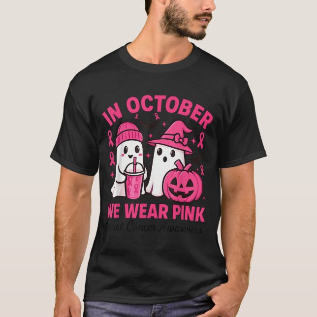 Camiseta In October We Wear Nk Ghost Breast Cancer Awarenes (Frente)