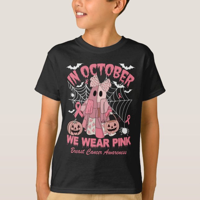 Camiseta In October We Wear Nk Ghost Witch Breast Cancer Aw (Frente)