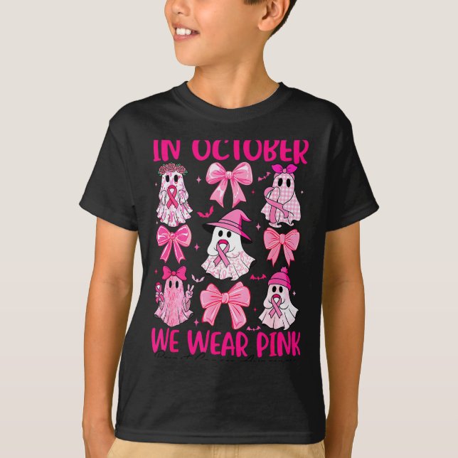 Camiseta In October We Wear Nk Ghost Witch Breast Cancer Aw (Frente)