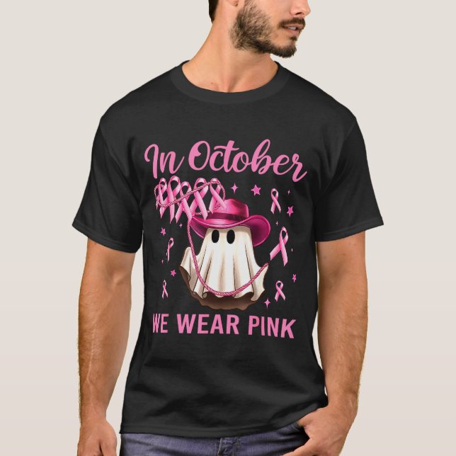 Camiseta In October We Wear Nk Men Women Breast Cancer Awar (Frente)