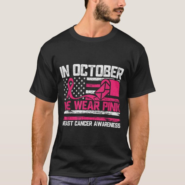 Camiseta In October We Wear Nk Stal Worker Breast Cancer  (Frente)