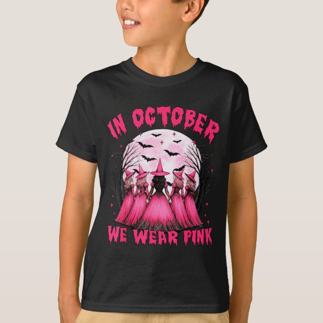 Camiseta In October We Wear Nk Witch Halloween Breast Cance (Frente)