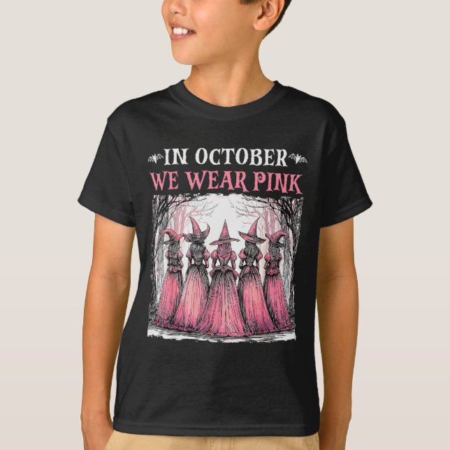 Camiseta In October We Wear Nk Witch Halloween Breast Cance (Frente)