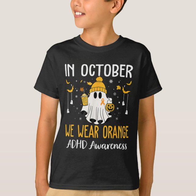 Camiseta In October We Wear Orange Adhd Awareness Month Hal (Frente)