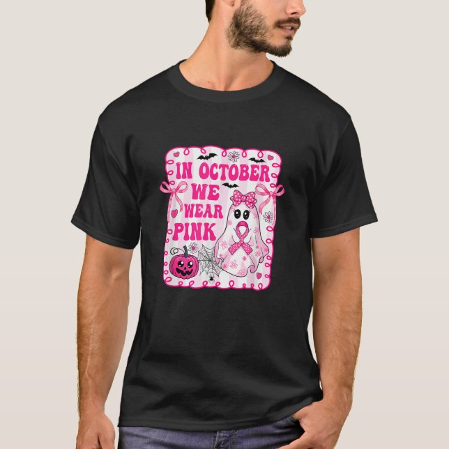 Camiseta in October We Wear Pink Coquette Breast Cancer Hal (Frente)