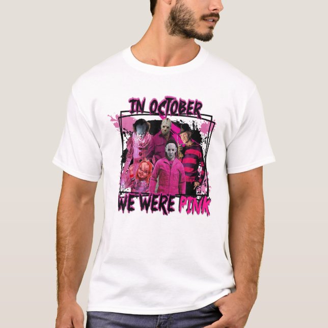 Camiseta In October We Wear Pink, Horror Character Wear Pin (Frente)