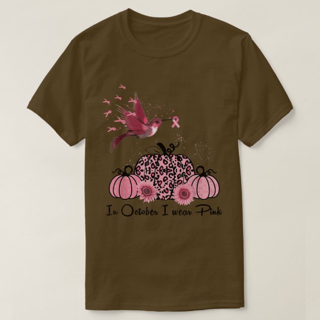 Camiseta In October We Wear Pink Hummingbird Breast Cancer  (Frente do Design)