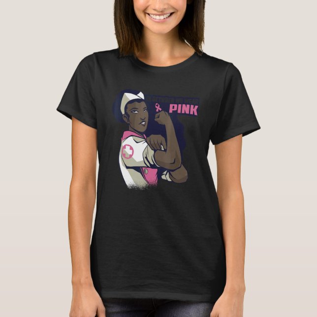 Camiseta In October We Wear Pink Ribbon Melanin Black Queen (Frente)