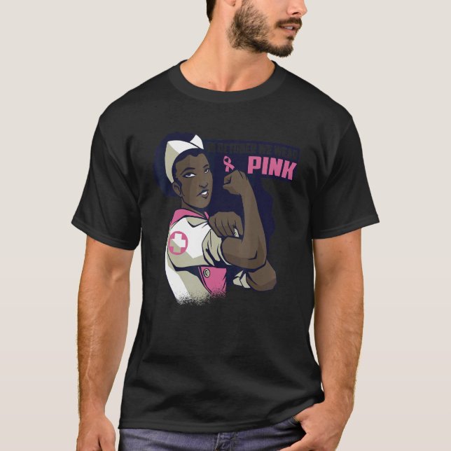 Camiseta In October We Wear Pink Ribbon Melanin Black Queen (Frente)