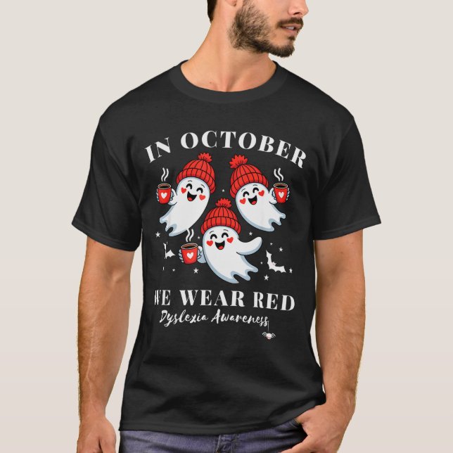 Camiseta In October We Wear Red Dyslexia Awareness Hallowee (Frente)