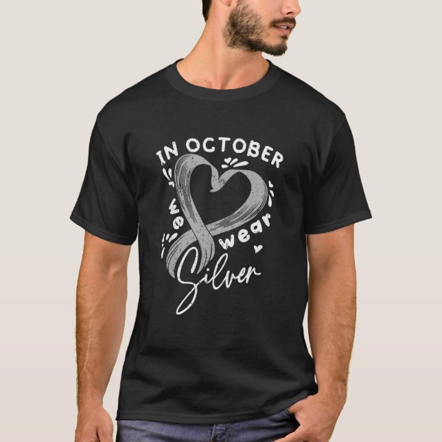 Camiseta In October We Wear Silver Dyslexia Awareness Month (Frente)