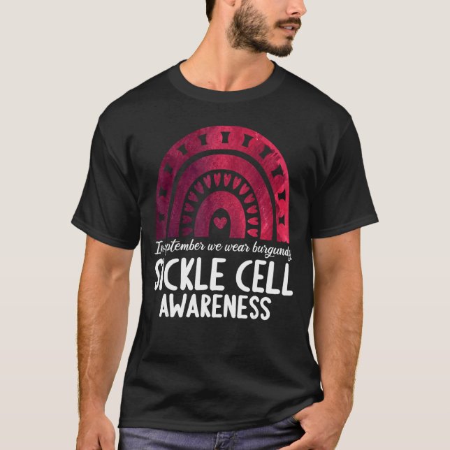 Camiseta In september we wear burgundy sickle cell awarenes (Frente)