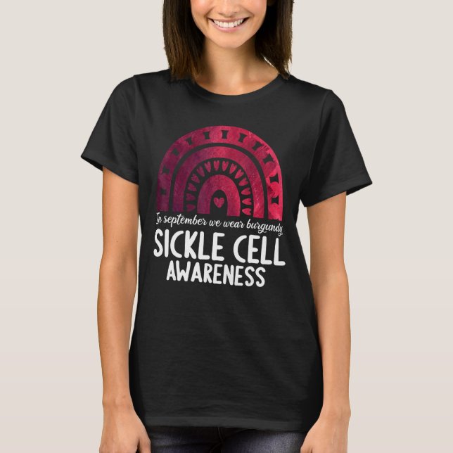 Camiseta In september we wear burgundy sickle cell awarenes (Frente)