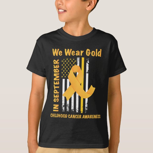 Camiseta In September We Wear Gold Childhood Cancer Awarene (Frente)