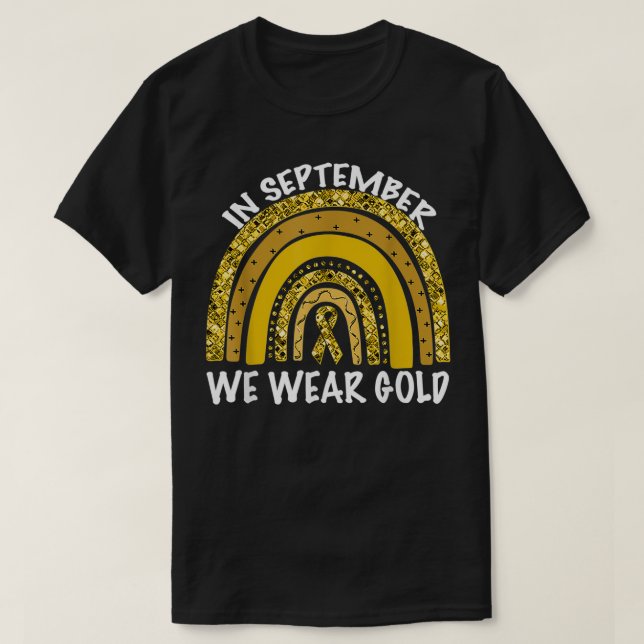 Camiseta In September We Wear Gold Childhood Cancer Awarene (Frente do Design)