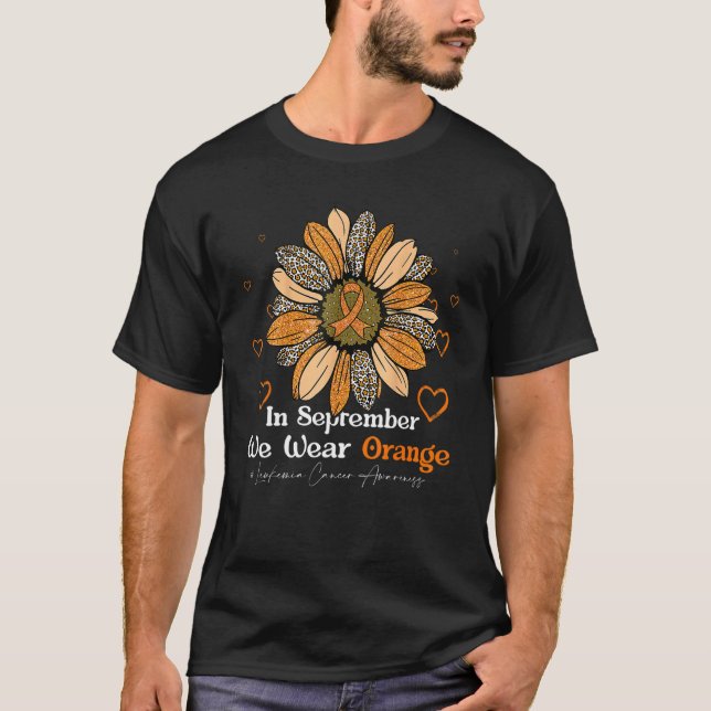 Camiseta In September We Wear Orange Sunflower Orange ribbo (Frente)