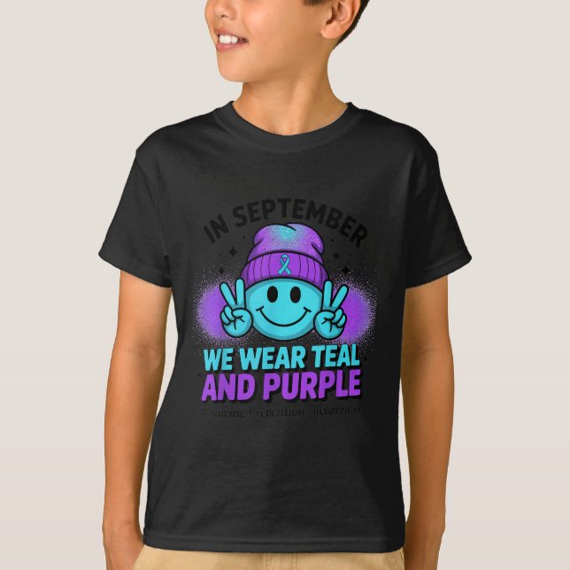 Camiseta In September We Wear Teal And Purple Suicide Preve (Frente)