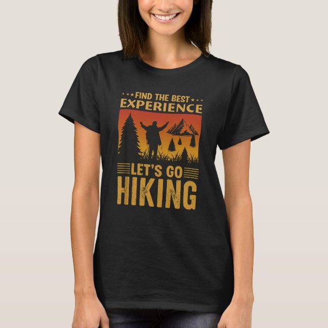 Camiseta “In the Best Experience Let Go Hiking Retro Tee (Frente)