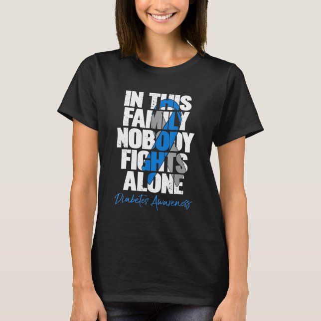 Camiseta In This Family Nobody Fights Alone Grey Blue Ribbo (Frente)