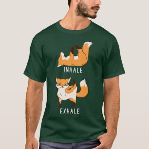 Camiseta Inalar Raposa Florescente Engraçada Animal Yoga Pr