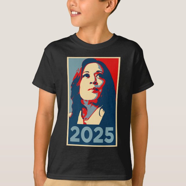 Camiseta Inauguração de 2025 Kamala Harris Obama Poster 47º (Frente)