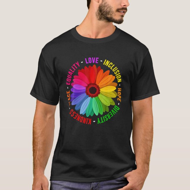 Camiseta Inclusão de Amor Esperança Diversidade Bondade Paz (Frente)