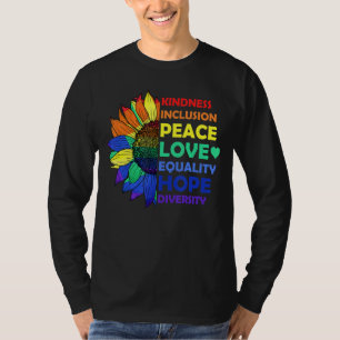 Camiseta Inclusão de bondade Paz Igualdade de Amor Desafios