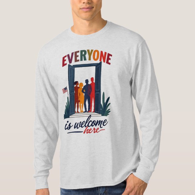 Camiseta Inclusão dos EUA para todos - Todos são bem-vindos (Frente)