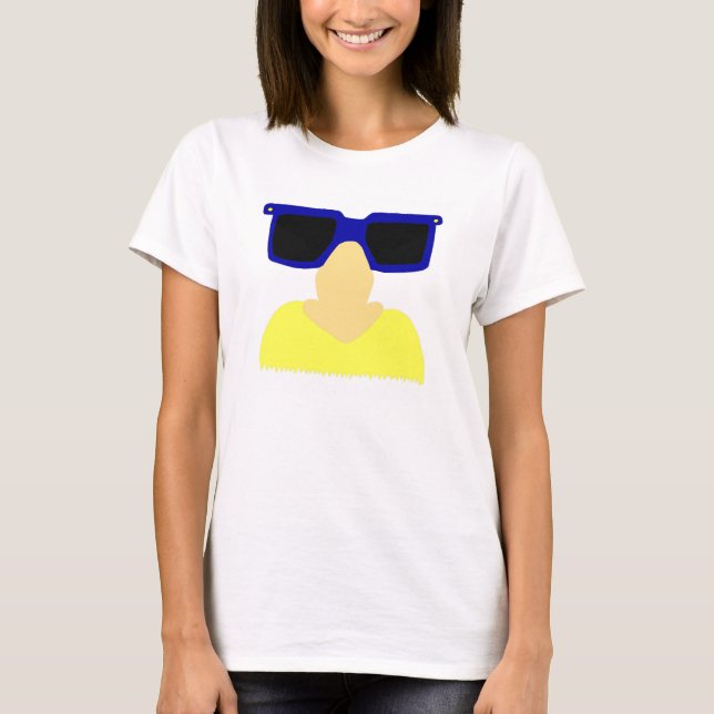 Camiseta Incognito bigode e óculos Mulheres de longa Capa T (Frente)