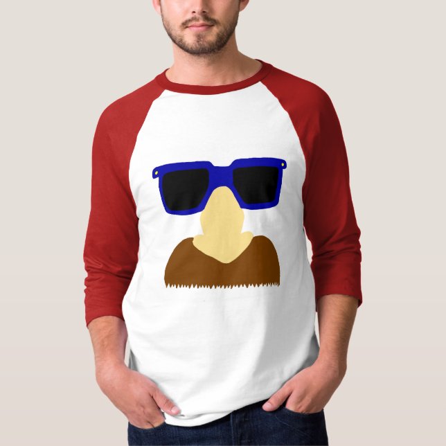 Camiseta Incognito Mustache & Glass Mens Raglan T-Shirt (Frente)