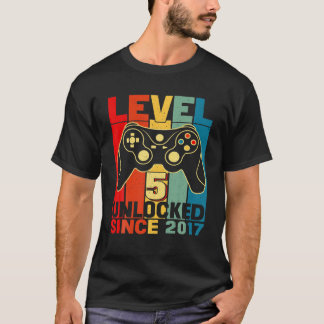 Camiseta Incrível 2017 Nível 5 Desbloqueado 5 de Jogador de