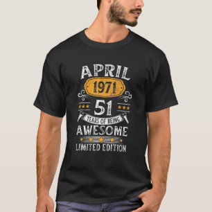 Camiseta Incrível 51 Anos De Idade Abril De 1971 Vintage Re