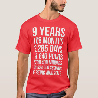 Camiseta Incrível 9º presente de aniversário para 9 anos