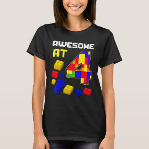 Camiseta Incrível Aos 4 Anos De Idade Em Blocos Construindo