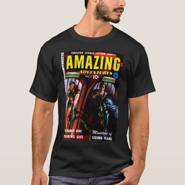 Camiseta Incrível Aventuras #2 Retro Sci Fi Comic Book (Frente)
