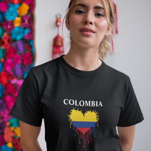 Camiseta Incrível bandeira cardíaca na Colômbia (colombia flag love woman t shirt)
