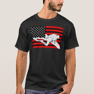 Camiseta Incrível Bandeira de Mergulhador Lá Embaixo Vintag