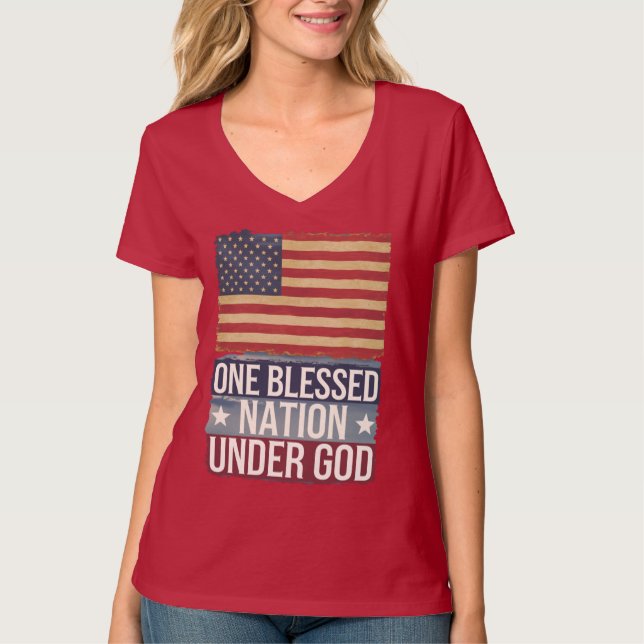 Camiseta Incrível bandeira Patriótica Americana Bendita naç (Frente)