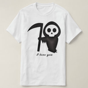 Camiseta Incrível Ceifador Eu te amo Esqueleto da Morte