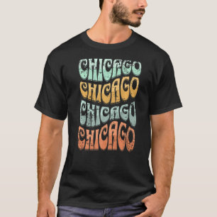 Camiseta Incrível Chicago Illinois Groovy Retro Distante