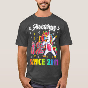 Camiseta Incrível Dabbing Unicorn Aniversário de 12 Anos