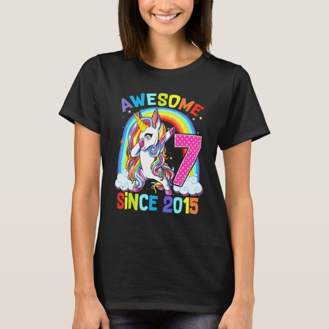 Camiseta Incrível dabbing unicorn aniversário de 7 anos Rap (Frente)