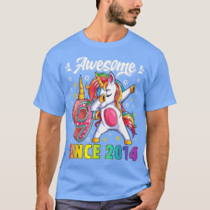 Camiseta Incrível Dabbing Unicorn Aniversário de 9 Anos Rap