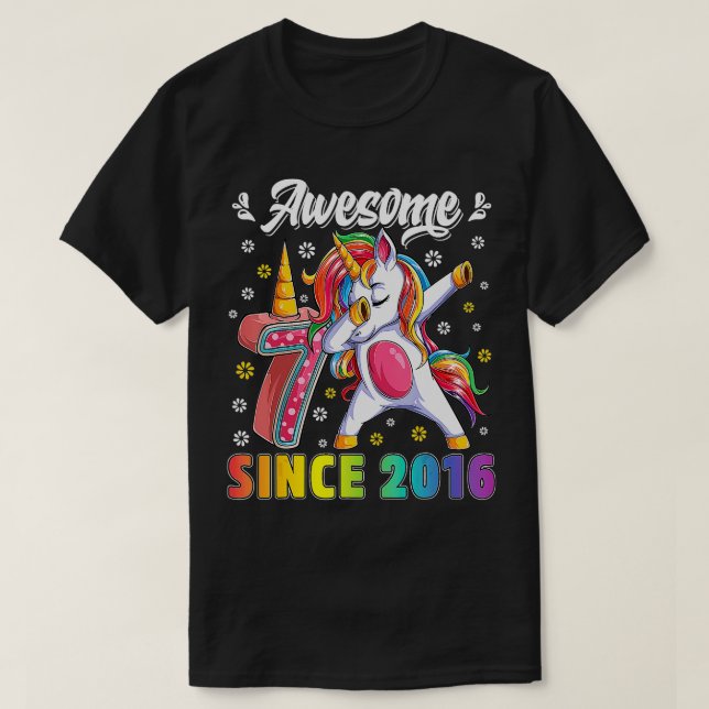 Camiseta Incrível Dabbing Unicorn Birthday, 7 anos, garota  (Frente do Design)