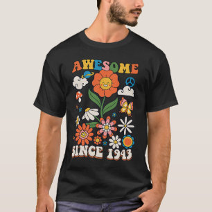 Camiseta Incrível De 80 Anos Desde 1943 Groovy Retro 80 B